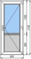 Размер двери 2100 мм х 900 мм стекло/стекло